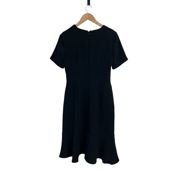 Ann Taylor Classic V Neck Short Sleeve Ruffle Hem Dress Size 2 Capsule Wardrobe - Picture 3 of 5